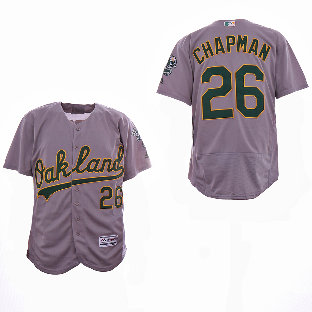 Men Oakland Athletics #26 Chapman Grey Elite MLB Jerseys